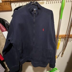 Polo by Ralph Lauren Men’s Full Zip Sweatshirt Navy Blue Red Pony Logo